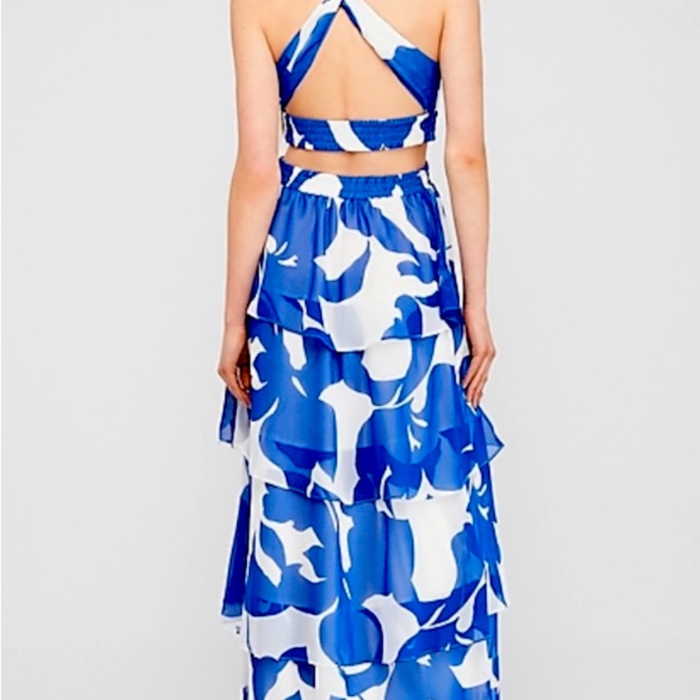 NWT Blue and White Tiered Dress